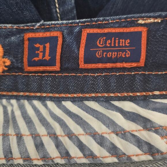 Rock Revival Celine Cropped Bermuda Gold Threading Distressed Women's Shorts 31 - Picture 8 of 9